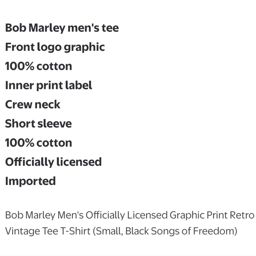 NWOT Unisex Bob Marley Songs of Freedom T-Shirt - Picture 7 of 9